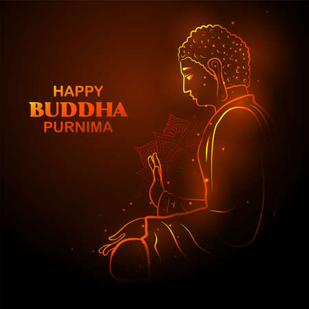 illustration of Lord Buddha in meditation for Buddhist festival of Happy Buddha Purnima Vesakのイラスト素材