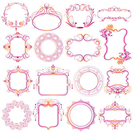 illustration of set of Calligraphic vintage design elements for page decorations, wedding and invitation card templateのイラスト素材