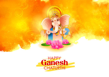 illustration of Lord Ganpati background for Ganesh Chaturthi festival of India with message meaning...