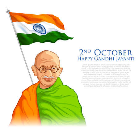 illustration of India background with Nation Hero and Freedom Fighter Mahatma Gandhi popularly known as Bapu for 2nd October Gandhi Jayantiのイラスト素材