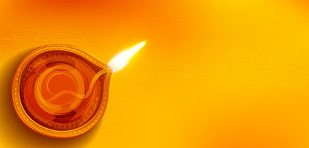 illustration of burning diya on Happy Diwali Holiday background for light festival of India