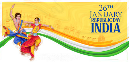 illustration of Indian dancer tricolor background showing its incredible culture and diversity on...