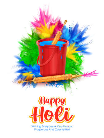 Happy Holi background card design for color festival of India celebration greetingsのイラスト素材
