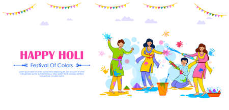 Happy Holi background card design for color festival of India celebration greetingsのイラスト素材