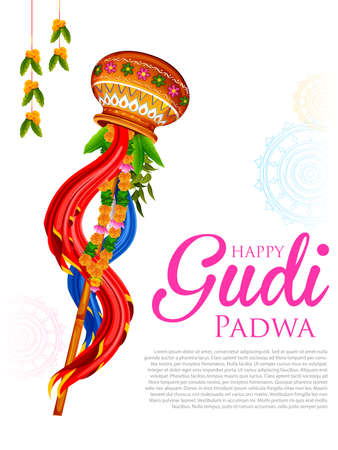 illustration of Gudi Padwa Lunar New Year celebration in Maharashtra of Indiaのイラスト素材