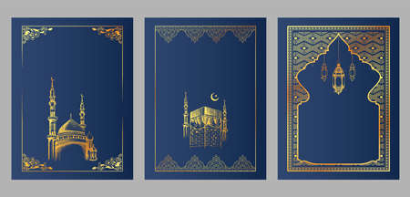 illustration of Ramadan Kareem Generous Ramadan greetings with mosque for Islam religious festival Eidのイラスト素材