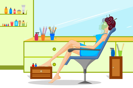 Concept of lady doing beauty treatment in parlor .のイラスト素材