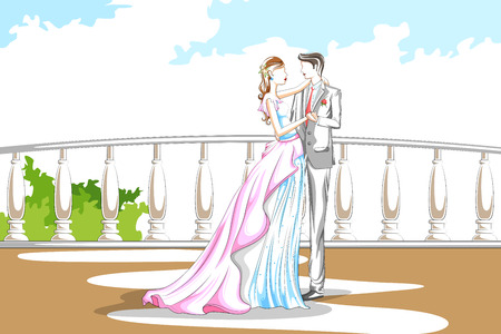 Beautiful couple in romantic mood . Vector illustrationのイラスト素材