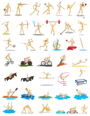 Concept of Football sports with wooden human mannequin. Vector illustrationのイラスト素材