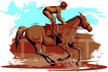 Concept of sportsman doing Equestrian. Vector illustrationのイラスト素材