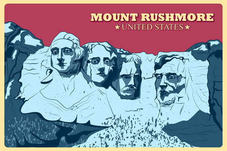 Vintage poster of Mount Rushmore famous monument of United States.のイラスト素材