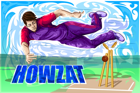 Concept of sportsman playing Cricket. Vector illustrationのイラスト素材