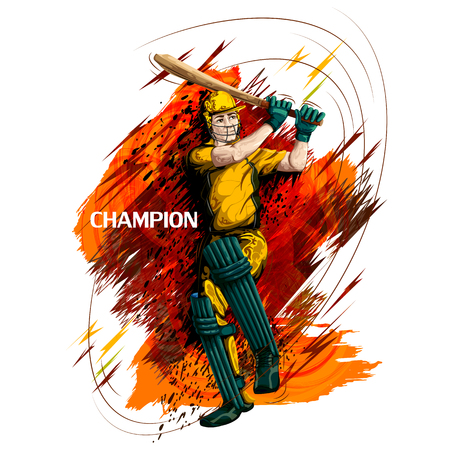 Concept of sportsman playing Cricketのイラスト素材