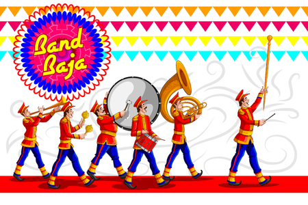 Marching Music Brass Band for festival celebration. Vector illustrationのイラスト素材