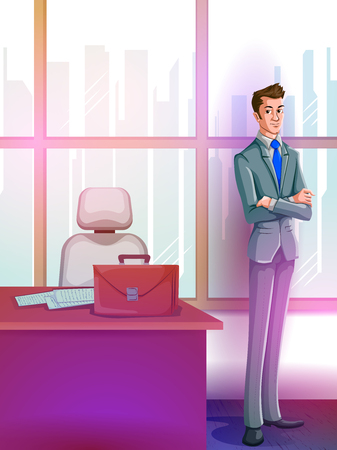 Concept of businessman standing with briefcaseのイラスト素材