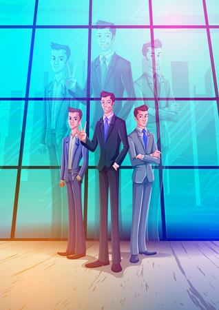 Concept of business team showing victory signのイラスト素材