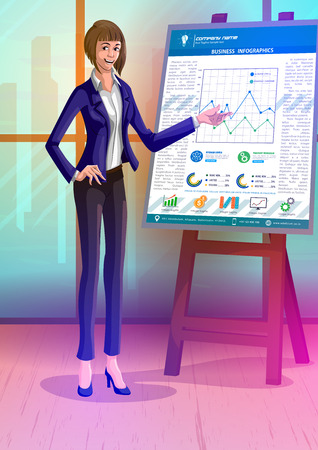 Concept of modern smart woman giving business presentationのイラスト素材