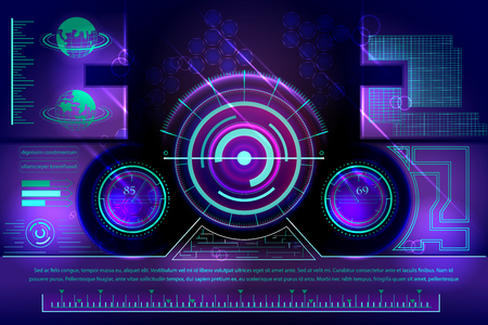 Abstract futuristic science fiction hi-tech technology user interface screen digital backgroundのイラスト素材