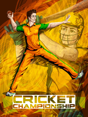Concept of sportsman playing Cricket match sport. Vector illustrationの写真素材