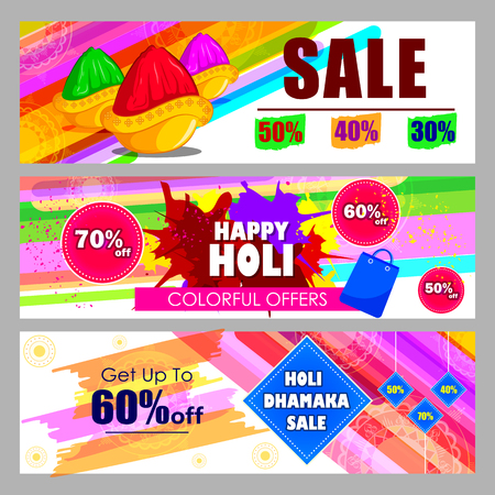 Happy Holi festival of colors Deal and Offer background for holiday of Indiaのイラスト素材