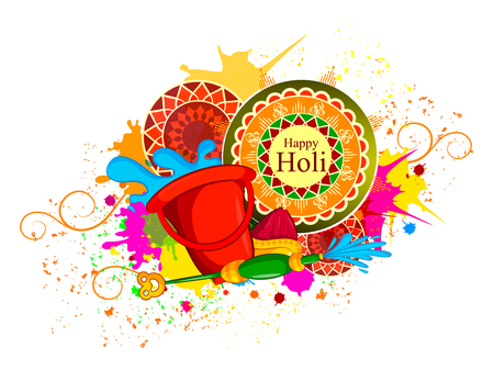 Happy Holi festival of colors background for holiday of Indiaのイラスト素材