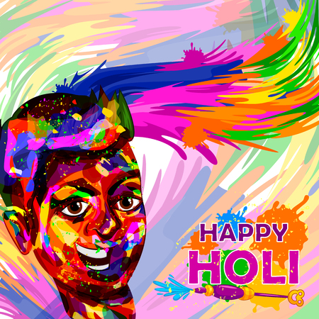 Happy Holi festival of colors background for holiday of Indiaのイラスト素材