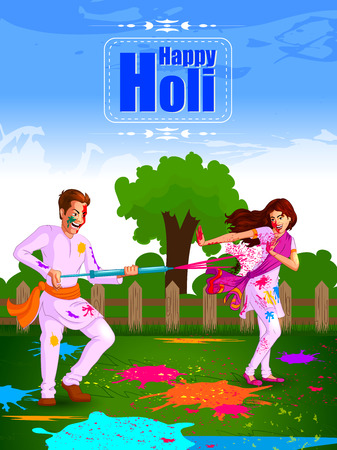 Happy Holi festival of colors background for holiday of Indiaのイラスト素材