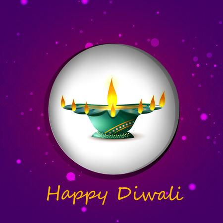 Decorated Diya on Happy Diwali night celebrating holiday of Indiaのイラスト素材