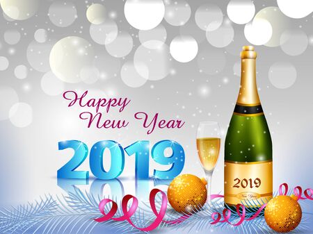 Seasons Greeting and Happy New Year 2019 backgroundのイラスト素材