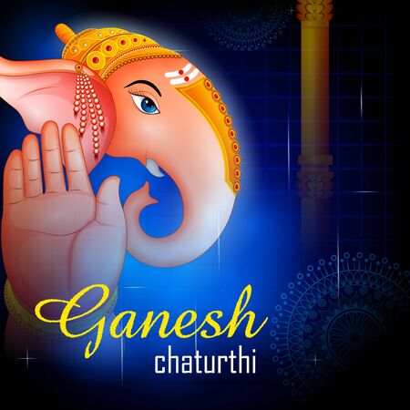 Happy Ganesh Chaturthi festival of India background with Lord Ganpatiのイラスト素材