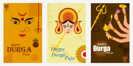 Happy Durga Puja festival India holiday sale promotion banner background