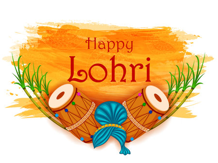 Holiday greetings background for celebrating harvest festival of Punjab India Lohriのイラスト素材