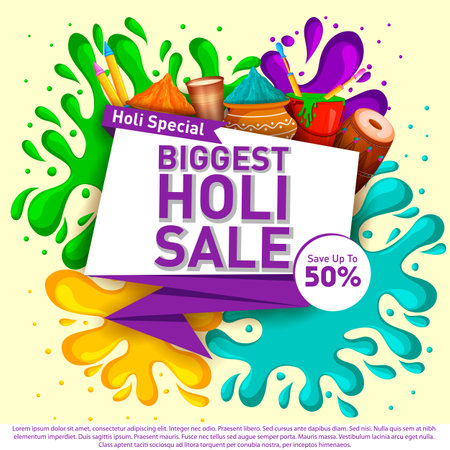 Happy Holi festival of colors background for holiday of Indiaのイラスト素材