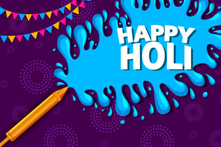 Happy Holi festival of colors background for holiday of Indiaのイラスト素材