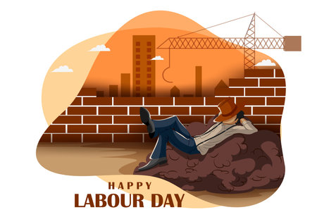 Happy May Day knows as Internation Workers Day or Labour Dayのイラスト素材