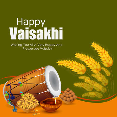 Happy Vaisakhi New Year festival of Punjab Indiaのイラスト素材