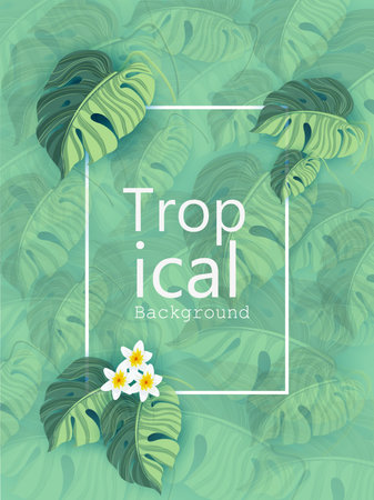 Tropical background with flora and leaf for vacation and holiday templateのイラスト素材