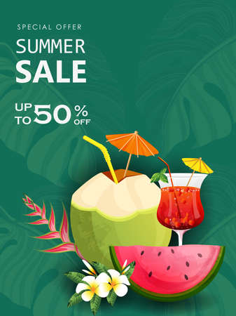 Tropical background with flora and leaf for vacation and holiday templateのイラスト素材