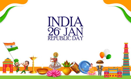 Tricolor background for 26th January Happy Republic Day of India Freedom Sale and Promotionのイラスト素材