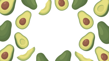 Avocado frame on white background. Vector illustration for your design.