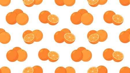 Seamless pattern with oranges. Vector illustration in flat style.