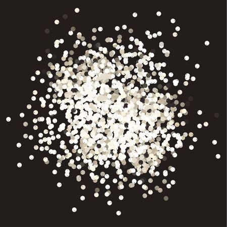 Silver sequins isolated on black background. Silver confetti.のイラスト素材