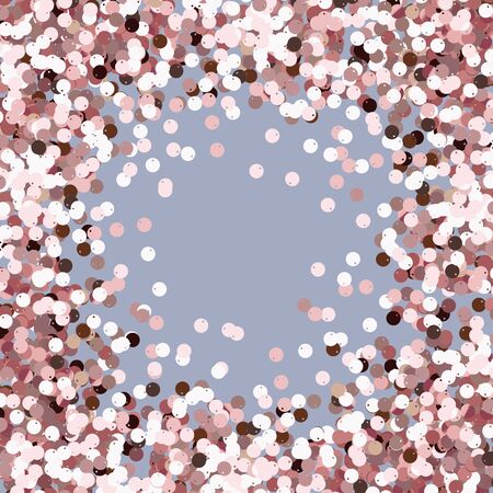 Pink sequins frame background. Pink gold confetti.のイラスト素材