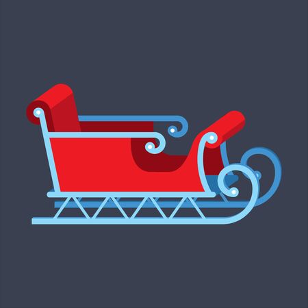 Sleigh of Santa Claus. Sled Christmas Transport. Christmas sledge in flat style.のイラスト素材