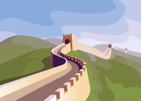 The great Wall of China. China politics illustration concept.のイラスト素材