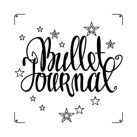 Bullet journal hand drawn lettering isolated on white.のイラスト素材