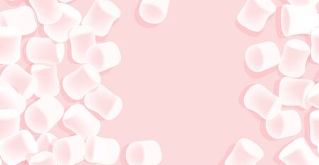 Marshmallow background. Tasty marshmallows on pink background. Candy texture.のイラスト素材