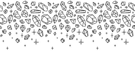 Crystal seamless border. Hand drawn background with gemstones.のイラスト素材