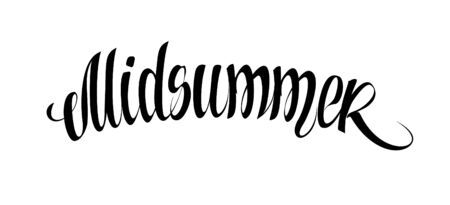 Midsummer lettering. Sweden mid summer holiday calligraphy isolated on white.のイラスト素材