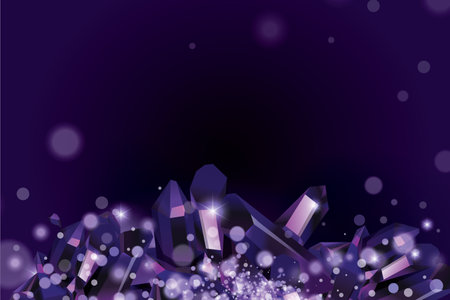 Purple quartz crystal background. Purple gems. Violet crystals vector background.のイラスト素材